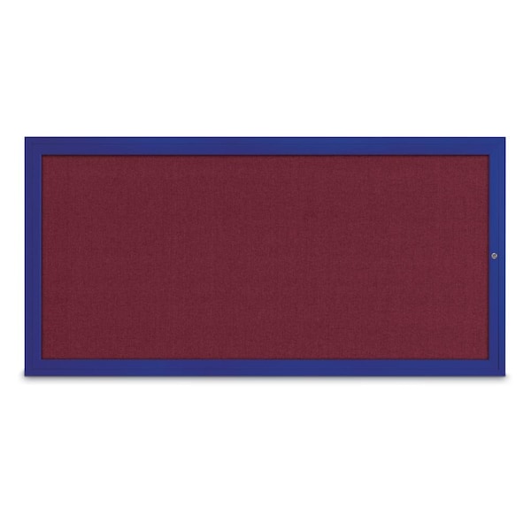 Slim Enclosed Corkboard, 24"x36", Satin Alum Frame/Burgundy